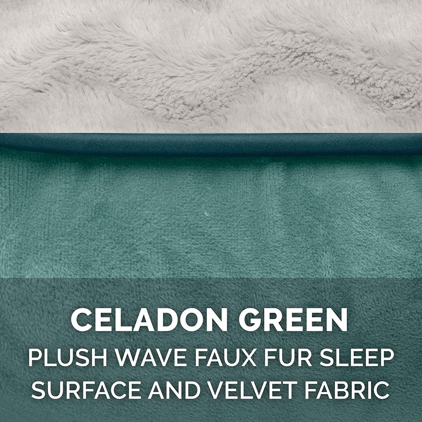 Replacement Pet Bed Cover - Plush Velvet Waves Perfect Comfort Sofa Washable Dog Bed Cover, Celadon Green, Jumbo plus (Xx-Large)