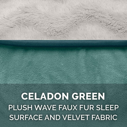 Replacement Pet Bed Cover - Plush Velvet Waves Perfect Comfort Sofa Washable Dog Bed Cover, Celadon Green, Jumbo plus (Xx-Large)