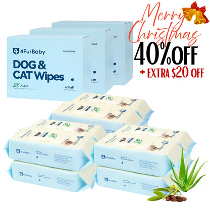 Plant-Based Pet Wipes for Dogs & Cats – Hypoallergenic, Gentle, Cleaning & Hydrating for Paws, Body & Butt – Daily Grooming Use – 400 Count