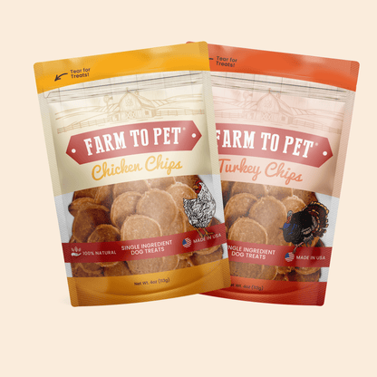 Turkey & Chicken Chip Dog Treat Duo | Single-Ingredient Poultry Treats for Dogs
